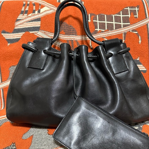 GUCCI ❤️🌟VINTAGE LEATHER TOTE BAG WITH POUCH ⭐️ - Picture 1 of 9